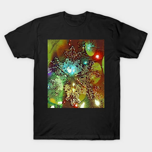 Snowflake Christmas Tree Artwork T-Shirt by Kenen's Designs